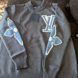 Louis Vuitton Gray Sweater with Blue Accents
